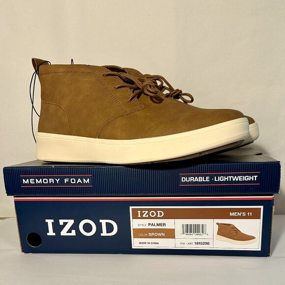 Izod Menโs Palmer Chukka Ankle Boot Size 11 Brown Memory Foam Lace Up Casual NEW - Picture 6 of 14